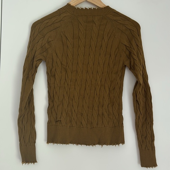 :Price Firm: Evereve Distressed Cable Knit Cotton Pullover Sweater - Picture 2 of 6